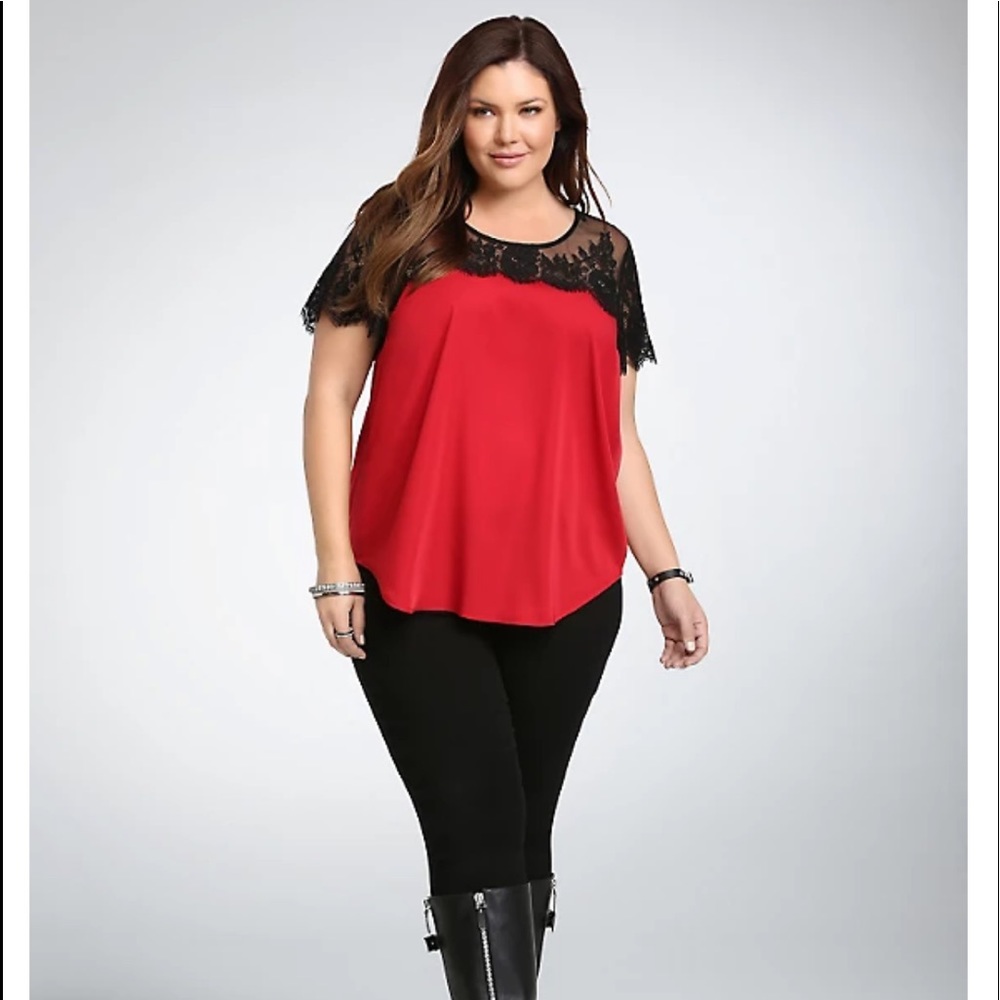Plus Size Lace Inset Blouse - Picture 3 of 4